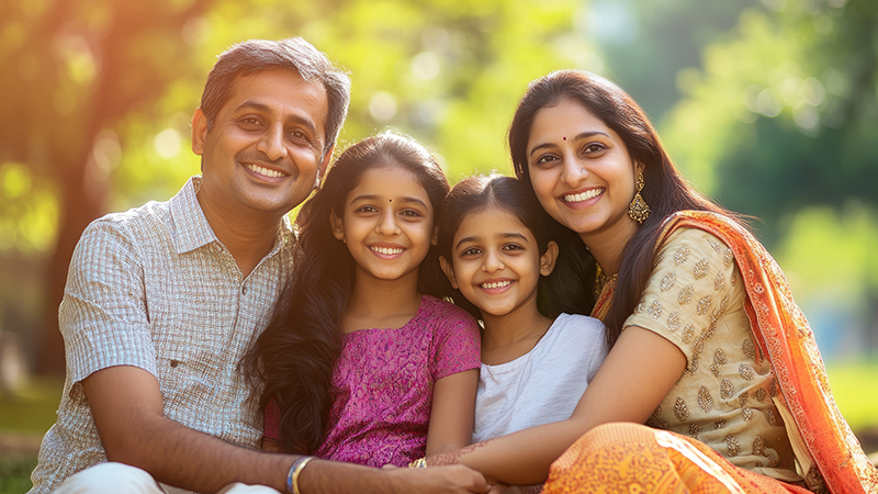 happy family at the park