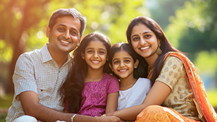 a happy family at the park